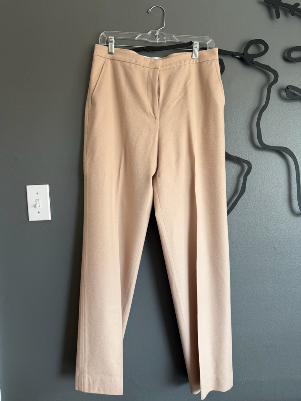 MaxMara Women's 100% Wool Classic Straight-Leg Pants in Tan Camel Sz10